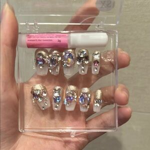Decorative Nail Set with Rhinestones